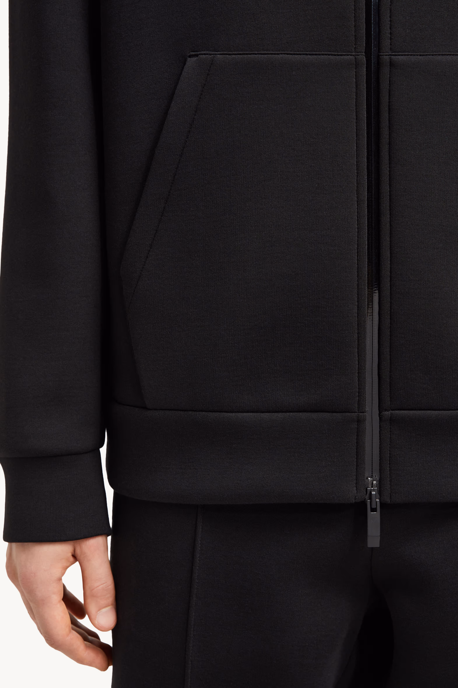Cárdigan con capucha y cremallera de mezcla de algodón Hombre Negro Moncler 6